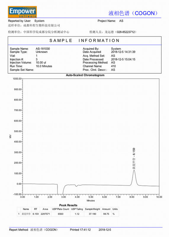 98+% Astragaloside 4 복사뼈 뿌리 항염증제 향상 심장 폐 기능 HPLC-ELSD